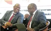  ?? /Michael Pinyana/Daily Dispatch ?? Beaming: ANC deputy presidenti­al hopeful Oscar Mabuyane, left, laughs with President Cyril Ramaphosa.