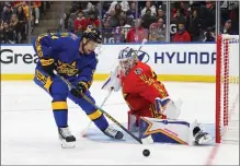  ?? BRUCE BENNETT — GETTY IMAGES ?? Kings goalie Cam Talbot makes a save against the Maple Leafs’ Auston Matthews during the NHL All-Star Game in Toronto on Saturday.