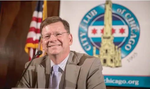  ?? RICH HEIN/SUN-TIMES FILES ?? Laurence Msall, pictured in 2015 at the City Club of Chicago, served as president of the Civic Federation for 21 years.