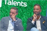  ?? Photo by Dhes Handumon ?? Hazem Emmam, former Egypt captain, and Ahmed Hossam, former Celta Vigo player, during the launch of du Football Champions at the Gitex Technology Week 2018. —