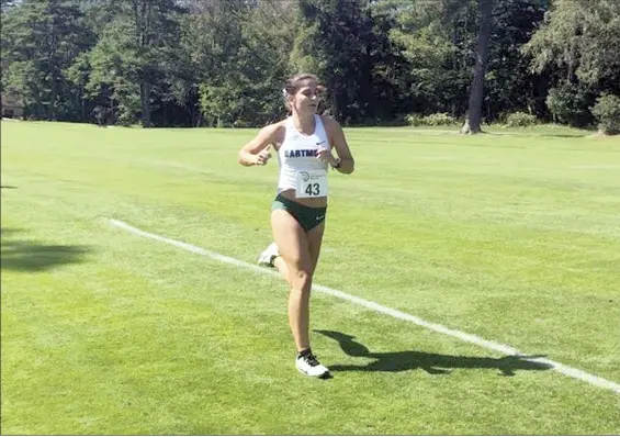  ?? MICHELE WINHAM photo ?? Veronica Winham was limited to one race during her sophomore cross country season at Dartmouth College last fall due to a stress fracture in her shin. The Seabury Hall graduate’s junior season this fall won’t include any races at all after the Ivy League announced Wednesday it will not hold any sporting events through the fall semester.