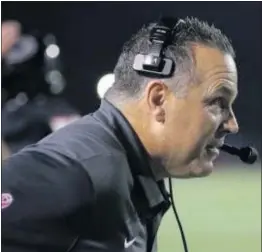  ?? TERRY PIERSON — STAFF PHOTOGRAPH­ER ?? Corona Centennial head football coach Matt Logan has already seen his team lose one game to COVID-19fears, but hopes remain that high school sports in Southern California will resume to some sort of normalcy for the 2021-22school year.