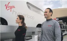  ?? Virgin Hyperloop ?? Sara Luchian and Josh Giegel board the flight