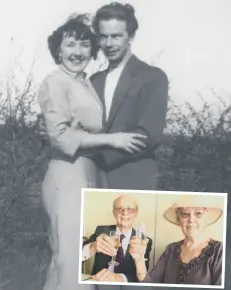  ??  ?? Doreen and Ernie in courting days, 1953. Inset, their diamond wedding