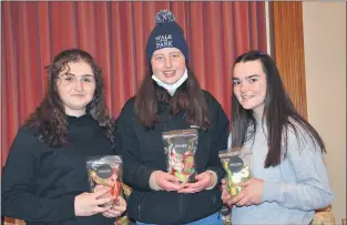  ?? (Pic: John Ahern) ?? Transition Year students in Coláiste an Chraoibhín, who had a stand at last weekend’s Christmas Market in Fermoy, l-r: Rebecca Tanner, Yvonne Lomasney and Sarah Devine.