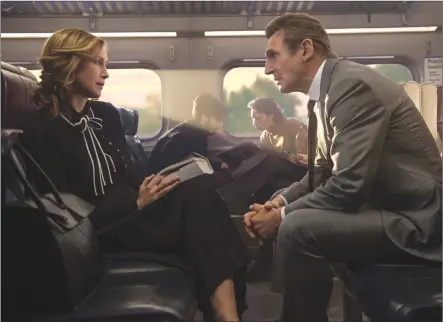  ?? Associated Press photos ?? This image released by Lionsgate shows Vera Farmiga, left, and Liam Neeson in a scene from “The Commuter.”