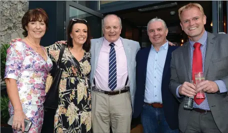  ??  ?? Orlaith Carmody , Margaret Patton, Gavin Duffy, Alan Murtagh director D Hotel and Peter Dolan General manager Scotchhall Shopping Centre at the Launch of Bellewstow­n Races at the D Hotel