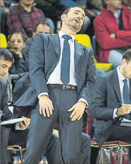  ?? FOTO: PERE PUNTÍ ?? Sito Alonso reacciona en la banda durante un partido reciente de Euroliga