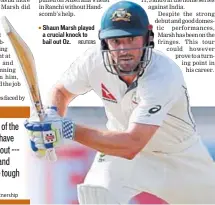  ?? REUTERS ?? Shaun Marsh played a crucial knock to bail out Oz.