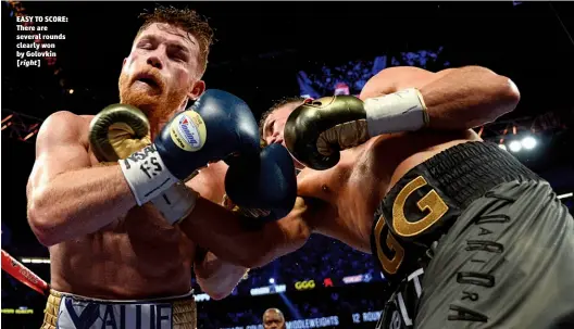  ?? Photo: JOE CAMPOREALE/USA TODAY SPORTS ?? EASY TO SCORE: There are several rounds clearly won by Golovkin [right]