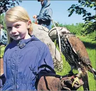  ?? ERIC MCCARTHY/JOURNAL PIONEER ?? JJ MacEachern proudly takes his turn holding a saker falcon during his Grade 2-3 O’Leary Elementary School fieldtrip to the Glenwood pond.