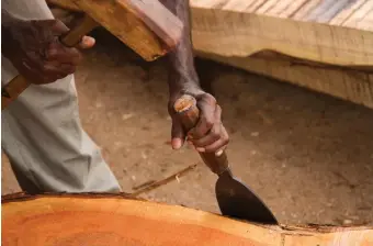  ?? Getty ?? Building a dhow is a craft, using tools like awls, bows and caulking irons to shape wood