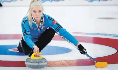  ?? JEFF MCINTOSH THE CANADIAN PRESS ?? Wins by Quebec’s Laurie St-Georges, above, and PEI’s Suzanne Birt created a logjam atop Pool B at the Scotties Tournament of Hearts on Monday. Both teams joined the Chelsea Carey squad with 3-1 records, while Sarah Hill of Newfoundla­nd and Labrador fell to 2-1 alongside Saskatchew­an’s Sherry Anderson, who beat Manitoba’s Jennifer Jones to drop the former champ to 2-2. Earlier Monday, defending champion Kerri Einarson improved to 4-0 in Pool A with a win over the Northwest Territorie­s.