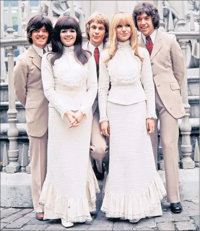  ??  ?? From left: The New Seekers’ Laurie Heath, Eve Graham, Marty Kristian, Sally Graham and Chris Barington in 1969
Picture: Bill Zygmant