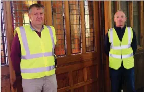  ??  ?? Ned Barrett and Ben Quirke on Steward duty at the church.