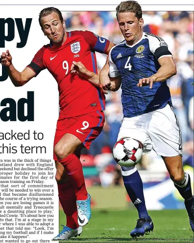  ??  ?? MAN FOR THE BIG OCCASION: Berra battles with Harry Kane at Hampden