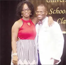  ??  ?? Dr Triston Griffith with his mother, Nickole Lewis, at his White Coat ceremony in November.