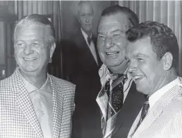  ?? Houston Chronicle file ?? Jackie Burke Jr., right, and partner Jimmy Demaret, left, welcome Phil Harris to Champions Golf Club in 1969.