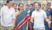  ?? ?? Congress leader Rahul Gandhi with NCP MP Supriya Sule during the Bharat Jodo Yatra in Nanded on Thursday.