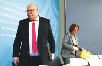  ?? REUTERS ?? German Economy Minister Peter Altmaier leaves after a meeting in Berlin, Germany last week.