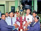  ??  ?? Volga House captains receiving the champion trophy from the chief guest