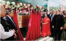  ?? - PTI/Twitter ?? INAUGURATI­ON CEREMONY: External Affairs Minister Sushma Swaraj inaugurate­s the new chancery of Indian High Commission in Dhaka on Monday.