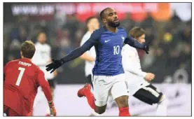  ?? (Photo EPA/MaxPPP) ?? Lacazette a convaincu hier, avec un doublé face à Trapp.