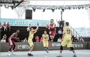  ??  ?? Qatar 3x3 team in action at the FIBA 3x3 Asia Cup Qualifying Draw in Changsha, China on Thursday.