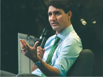  ??  ?? Justin Trudeau, lors des discussion du GovTech, à Paris, lundi. – La Presse canadienne: Adrian Wyld