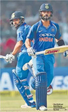  ?? AFP ?? Virat Kohli and
▪
Rohit Sharma powered India to a big total.