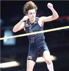  ?? — AFP photo ?? Armand Duplantis clears the bar to set a world pole vault record of 6.17 metres at the Orlen Copernicus Cup 2020 World Athletics Indoor meeting in Torun, Poland in this Feb 08 file photo.