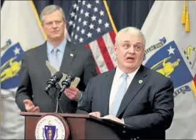  ?? SAM DORAN / SHNS ?? Michael Heffernan, Gov. Charlie Baker’s budget chief, said education and transporta­tion investment­s are the central themes of the administra­tion’s fiscal 2021 budget proposal which, was unveiled Wednesday.
