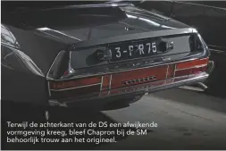  ??  ?? Terwijl de achterkant van de DS een afwijkende vormgeving kreeg, bleef Chapron bij de SM behoorlijk trouw aan het origineel.