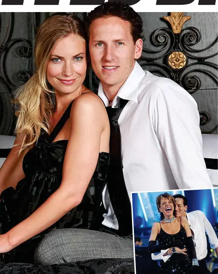  ??  ?? Trying to move on: Brendan and his wife Zoe and, inset, with his first Strictly celebrity partner Natasha Kaplinsky Pictures: REX / SHUTTERSTO­CK / BBC