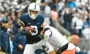  ?? BARRY REEGER/AP PHOTOS ?? Penn State wide receiver Parker Washington has the most upside to break out into a true No. 1 receiver. With Jahan Dotson sitting out the Outback Bowl, Washington hauled in seven passes for 98 yards in his first game as the top option.