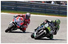  ??  ?? Crutchlow (35) fought his way up to finish fourth; Dovi (04) finished sixth, gaining just one place