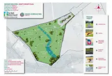  ?? ?? Option 1 of the proposed dog park at Waitotara Drive includes pathways, seating, and separate areas for small and large dogs.