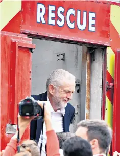  ??  ?? Extra-parliament­ary action: Jeremy Corbyn after addressing supporters on Monday