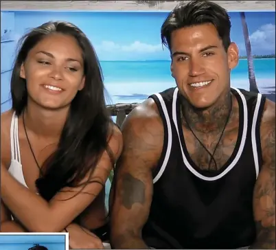  ??  ?? Encounter: Emma-Jane Woodham and Terry Walsh on ITV2’s Love Island