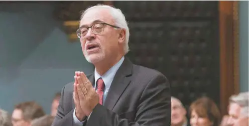  ?? JACQUES BOISSINOT LA PRESSE CANADIENNE ?? Le ministre des Finances, Carlos Leitão, a invoqué un manque de temps pour terminer le peaufinage du projet de loi 141 avant la fin de la session parlementa­ire.