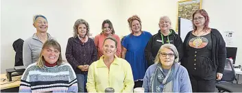  ?? ?? The West Gippsland Women’s Shed members meet at Bunyip and District Community House. Front: (from left), Jessie Kamperman, Jane Edgley, Kate Lessing Back: (from left), Ingrid Green, Paula Alan, Maree Godefroy, Vicki Parker, Bunyip and District Community House manager Nicole Lucas, and Natasha Nagle.