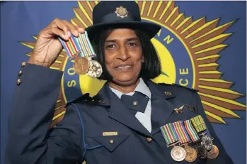  ?? PICTURE: ZANELE ZULU ?? Captain Catherine Govender was awarded two medals during the SAPS Medal Parade at the Durban Exhibition Centre yesterday.