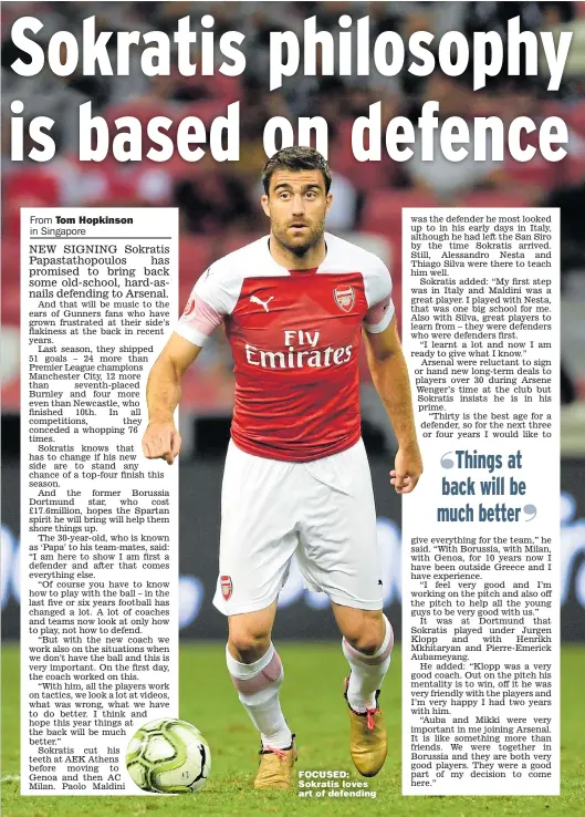  ?? Picture: STUART MACFARLANE ?? FOCUSED: Sokratis loves art of defending