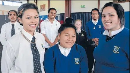  ?? Photo: RHIANNON MCCONNELL ?? Young direction: Front, from left, Shakespear­e directors Dameen Christian, Tiana Ranfurly and Shalani WichmanFor­bes. Back, from left, Jacob Ioapo, Pio Faaololo, Jasmine Cotter and Keeda Walters.