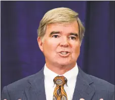  ?? Michael Conroy / Associated Press ?? NCAA president Mark Emmert talks about discussion­s with university administra­tors and coaches during a presidenti­al retreat Tuesday in Indianapol­is.