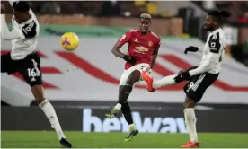  ?? Photograph: Matt Impey/ Shuttersto­ck ?? Paul Pogba scores Manchester United’s second goal, cutting inside from the right flank and curling his shot into the far corner with his weaker left foot.