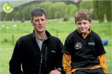  ?? PHOTO: DAVID UNWIN/STUFF ?? Farmer Stuart Bolton’s land near Ashhurst would be intersecte­d by three of the four gorge alternativ­e options. Right, son Camden Bolton, 9.