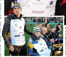  ?? REUTERS ?? Marathon man: our reporter joins intrepid Sinfield and (left) the exRhinos star with Burrow at the end of his slog