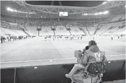  ?? MARCO ALPOZZI/AP ?? The stands are empty in Italy as Juventus and Inter get ready for their soccer match.