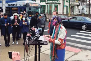  ?? Ben Lambert / Hearst Connecticu­t Media ?? U.S. Sen. Chris Murphy, U.S. Sen. Richard Blumenthal, U.S. Rep. Rosa DeLauro and New Haven Mayor Justin Elicker celebrated the American Rescue Plan ahead of Vice President Kamala Harris’ arrival in New Haven on Friday.